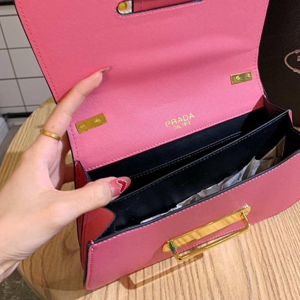 Prada Sidonie Saffiano Pink 24cm