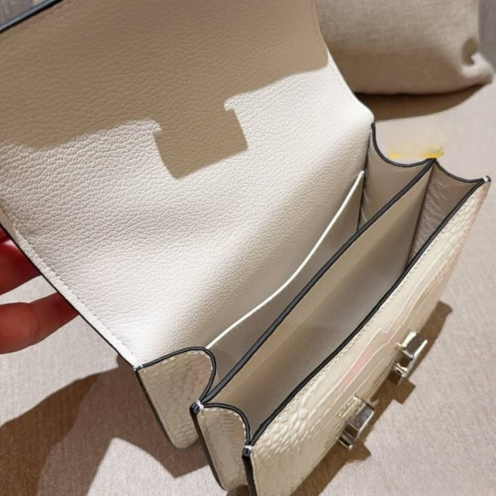Mirror Quality – Hermès Mini Constance 19 Shiny Alligator White