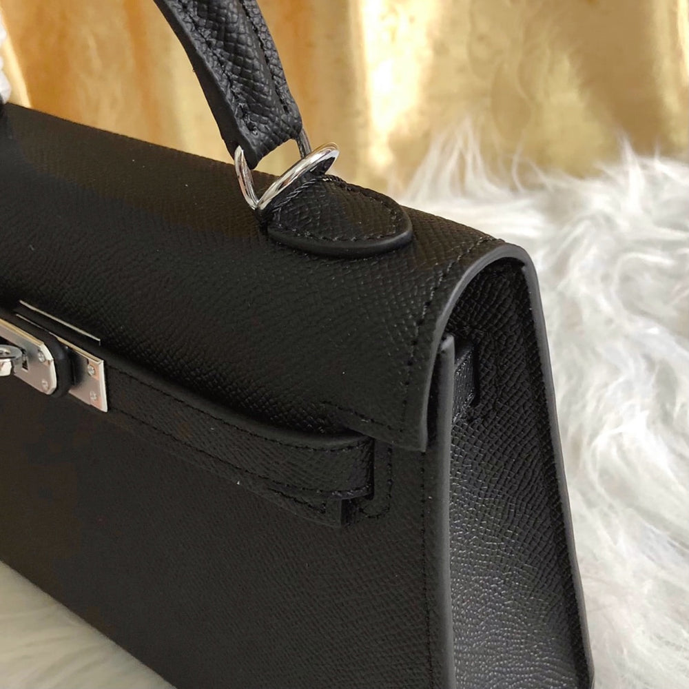 Hermes Kelly Mini Epsom Handbag Black 22cm