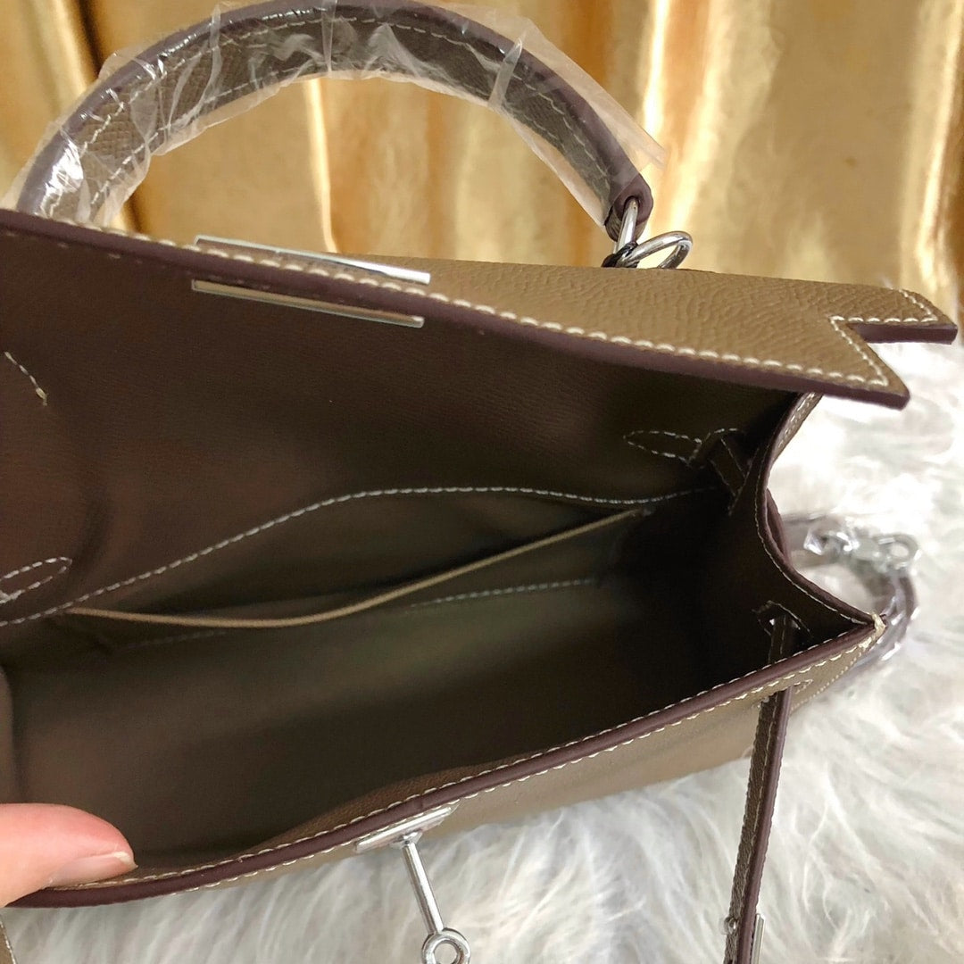 Hermes Kelly Mini Epsom Handbag Etoupe 22cm