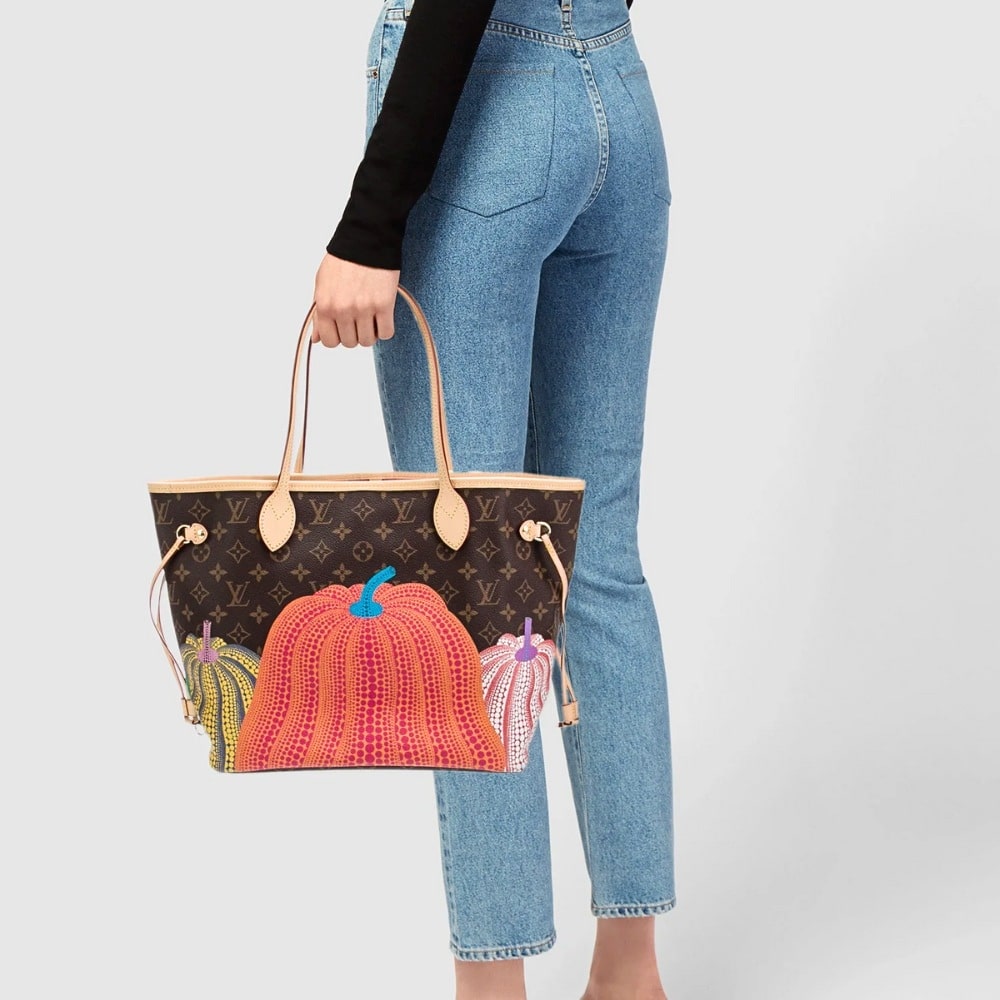 Louis Vuitton X YK Neverfull MM Monogram Kusama Pumpkin 31cm M46468