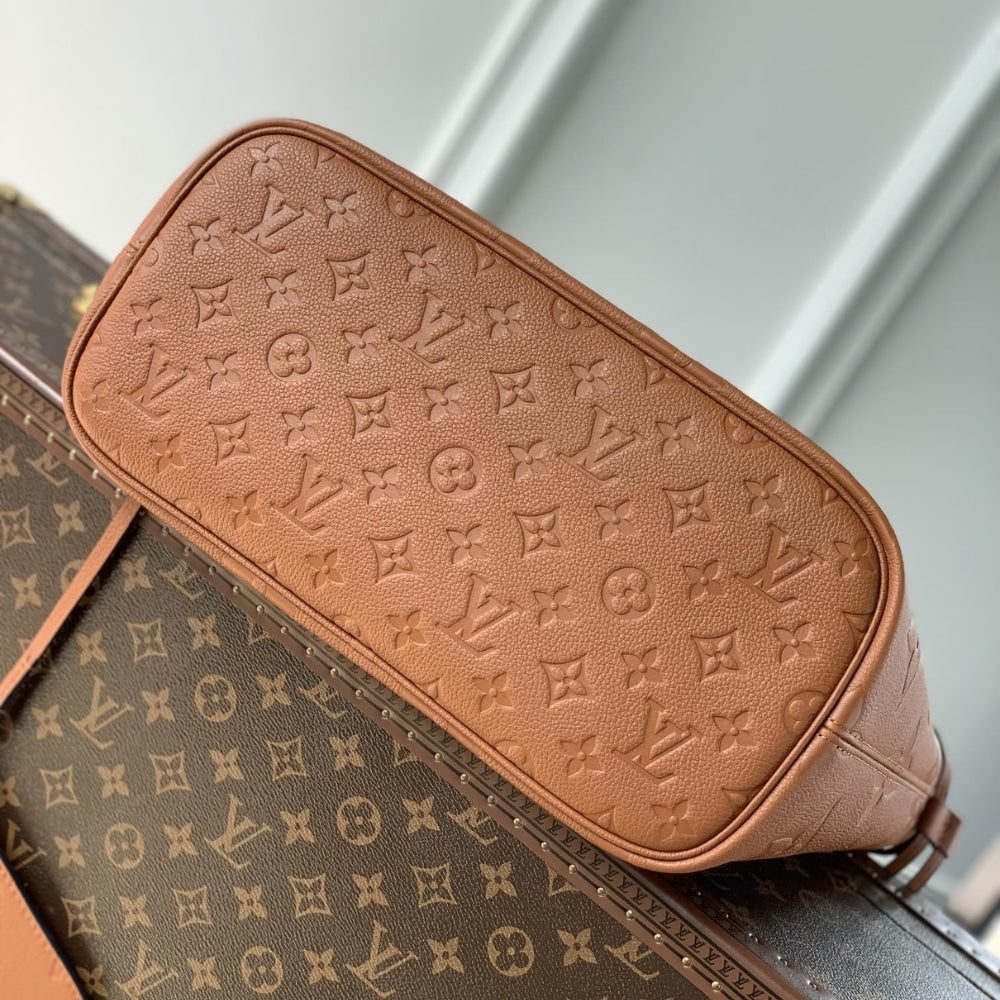 Louis Vuitton Neverfull MM Monogram Empreinte Cognac Brown 32cm M12605