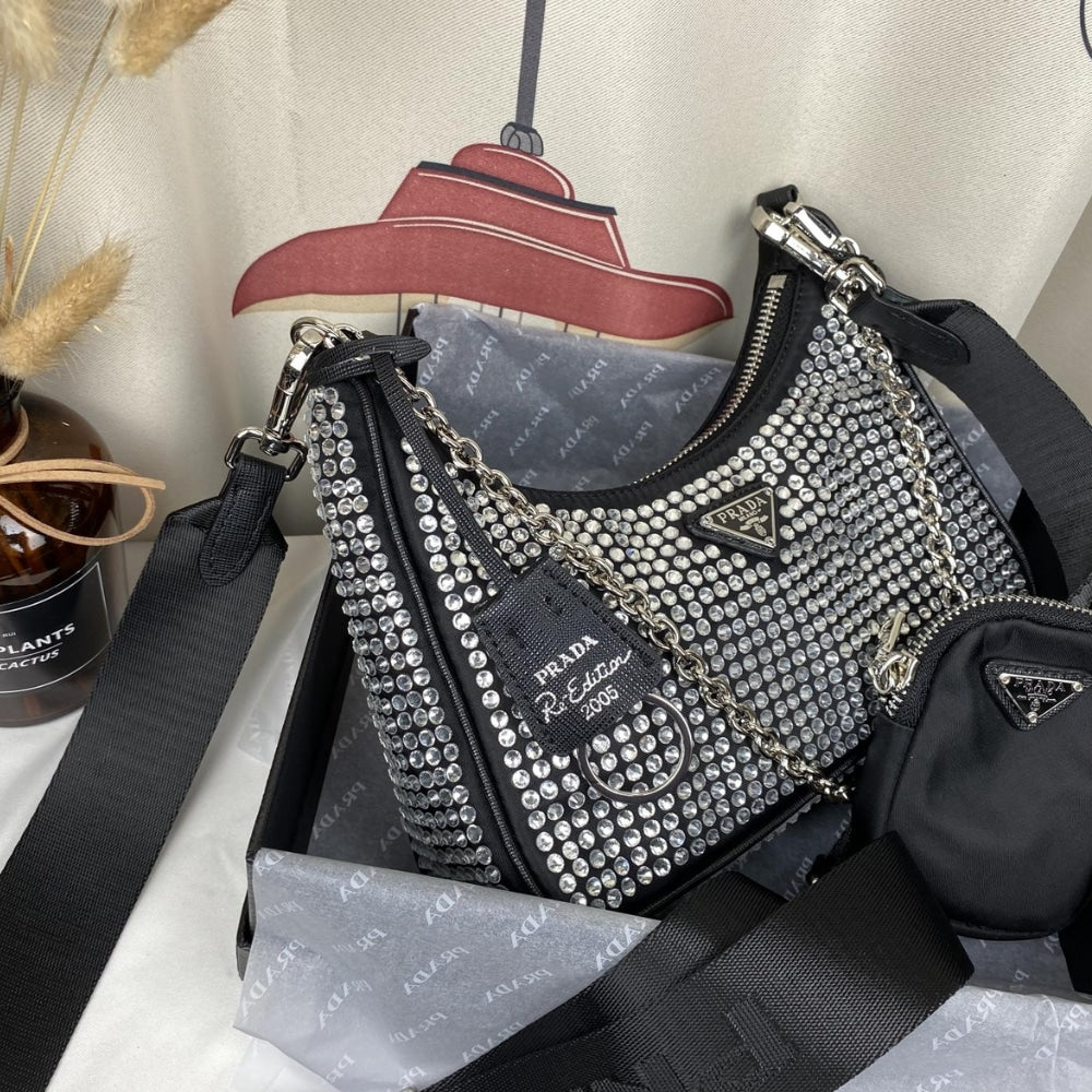 Prada Re Edition 2005 Satin With Crystals 23Cm