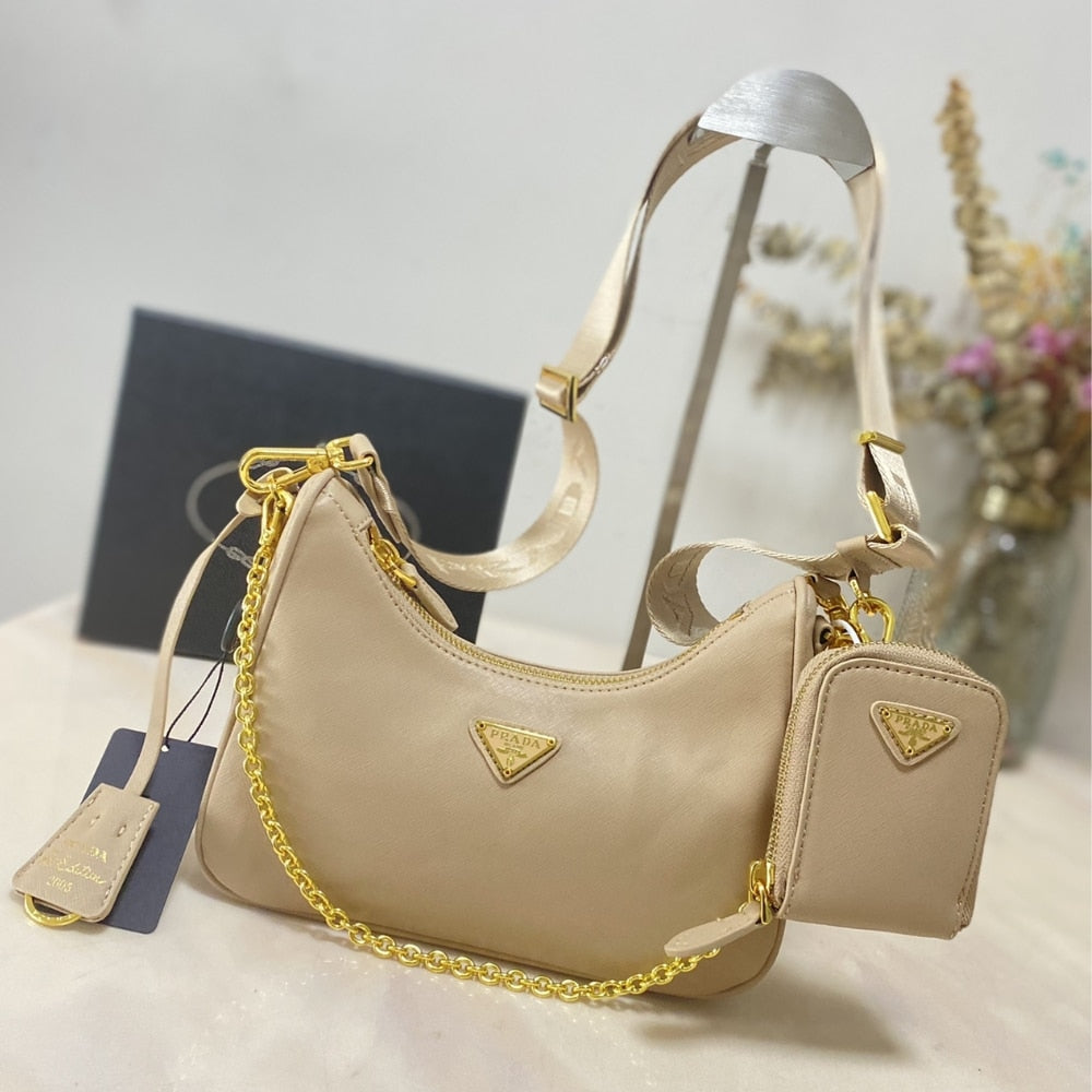 Prada Re Edition 2005 Saffiano Leather Bag Beige 22Cm