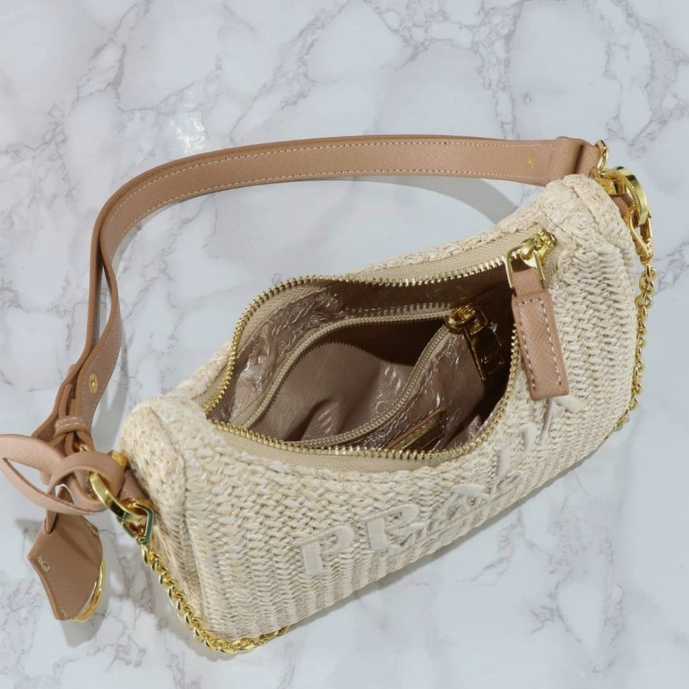 Prada Re-Edition Crochet Bag Beige 22Cm 1BC204 2M2T F0018 V JUO