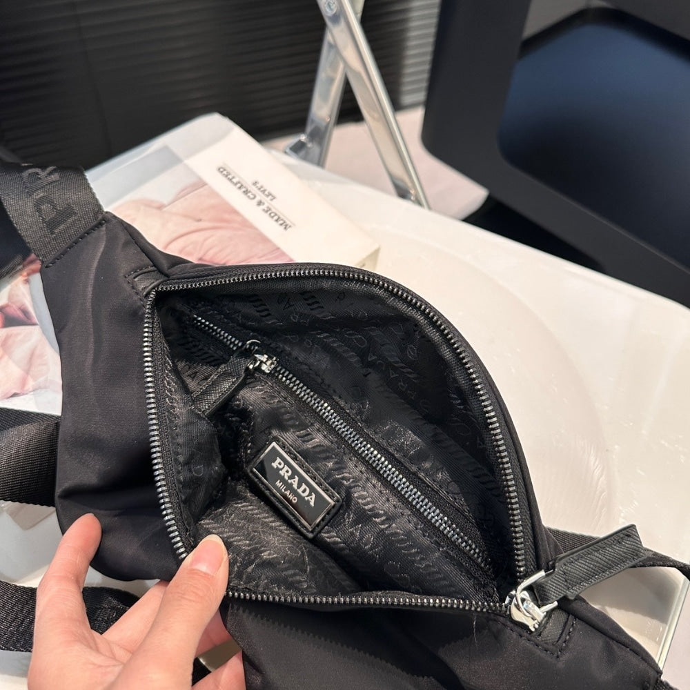Prada Re Nylon And Saffiano Leather Belt Bag Black 31cm