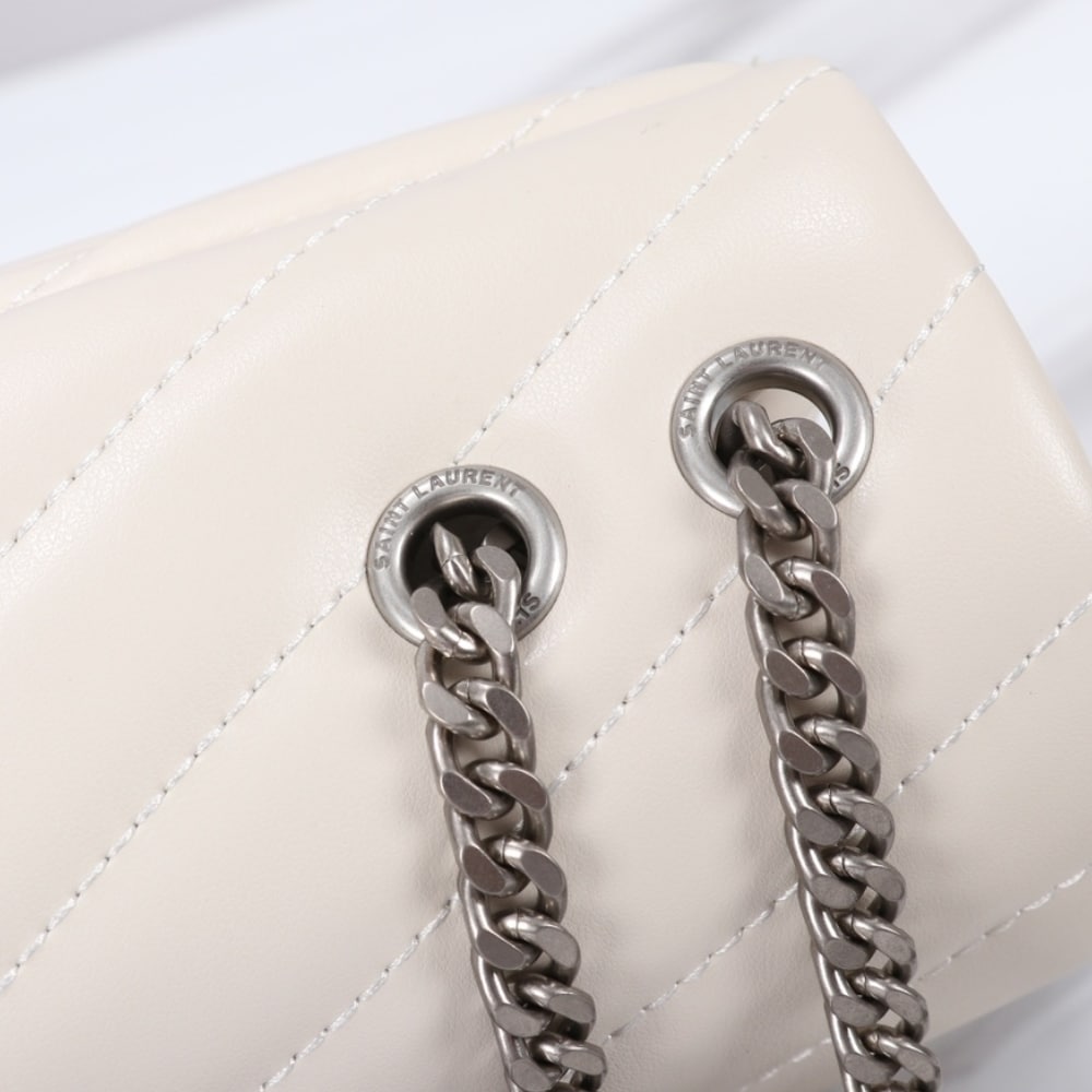 Saint Laurent Loulou Small White Nickel 25cm