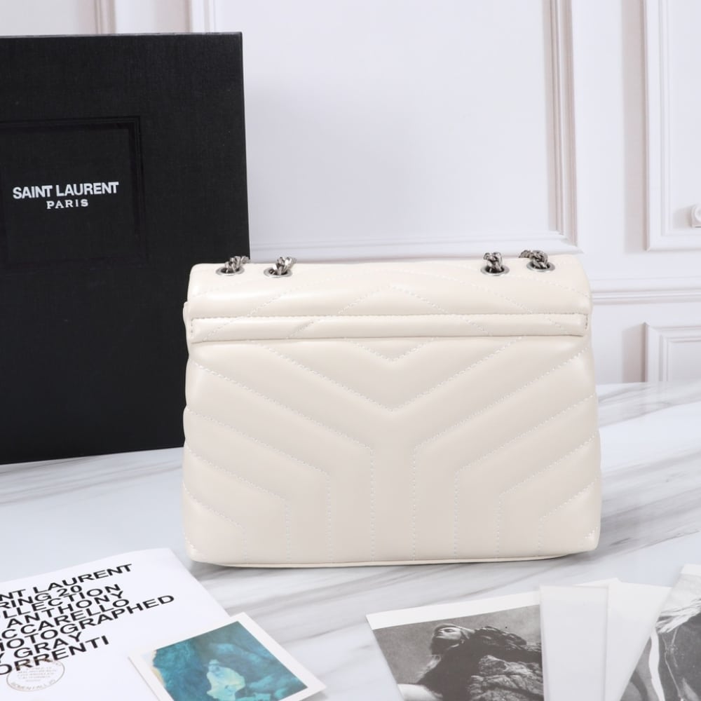Saint Laurent Loulou Small White Nickel 25cm