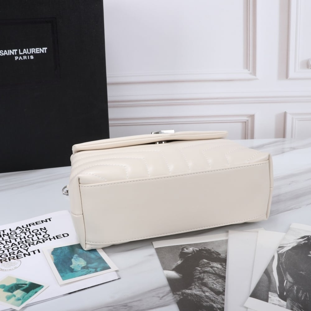 Saint Laurent Loulou Small White Nickel 25cm