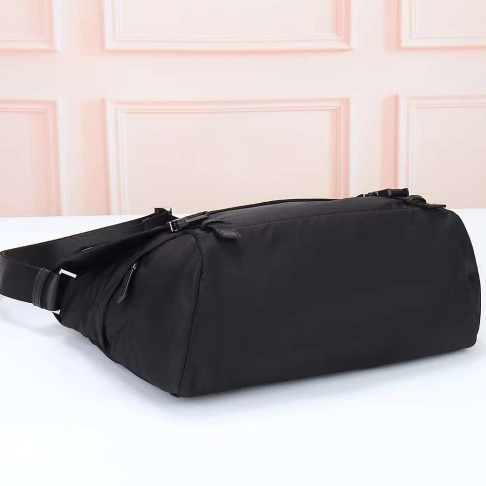 Prada Re Nylon And Saffiano Leather Shoulder Bag Black 34Cm 2VD052 2DMG F0002 V KOH
