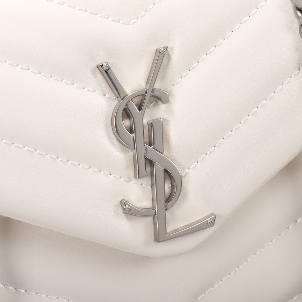 Saint Laurent Loulou Small White Nickel 25cm