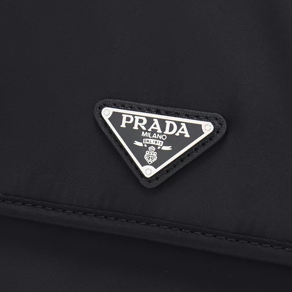 Prada Re Nylon And Saffiano Leather Shoulder Bag Black 34Cm 2VD052 2DMG F0002 V KOH