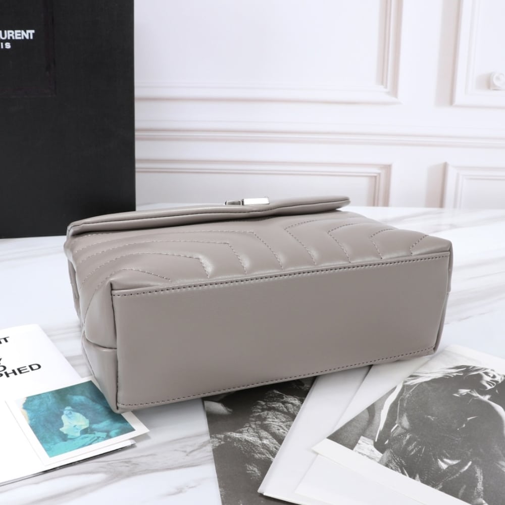 Saint Laurent Loulou Small Grey Nickel 25cm