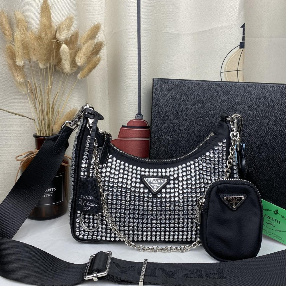 Prada Re Edition 2005 Satin With Crystals 23Cm