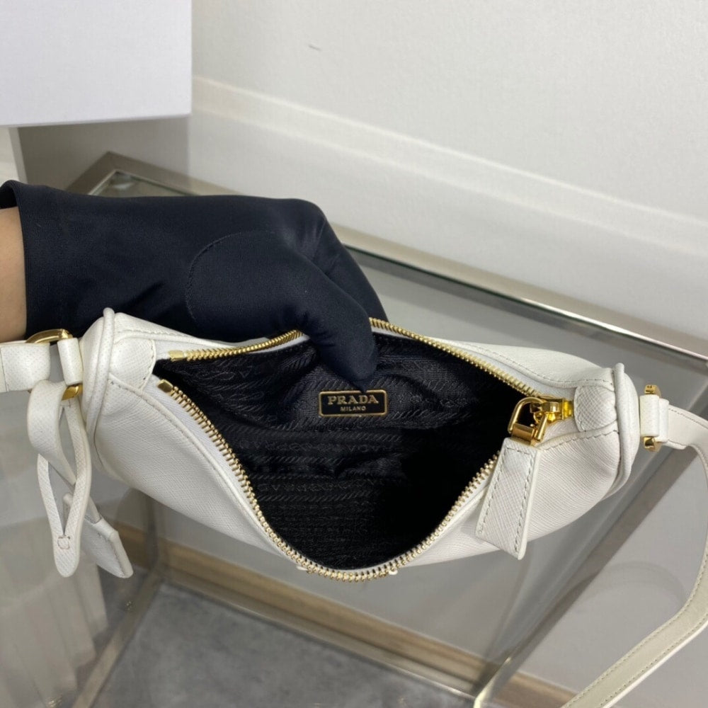 Prada Re-Edition Saffiano White 22cm