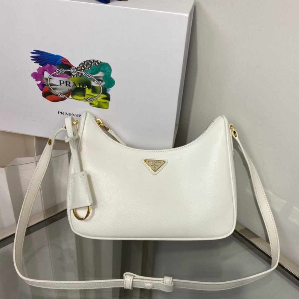 Prada Re-Edition Saffiano White 22cm