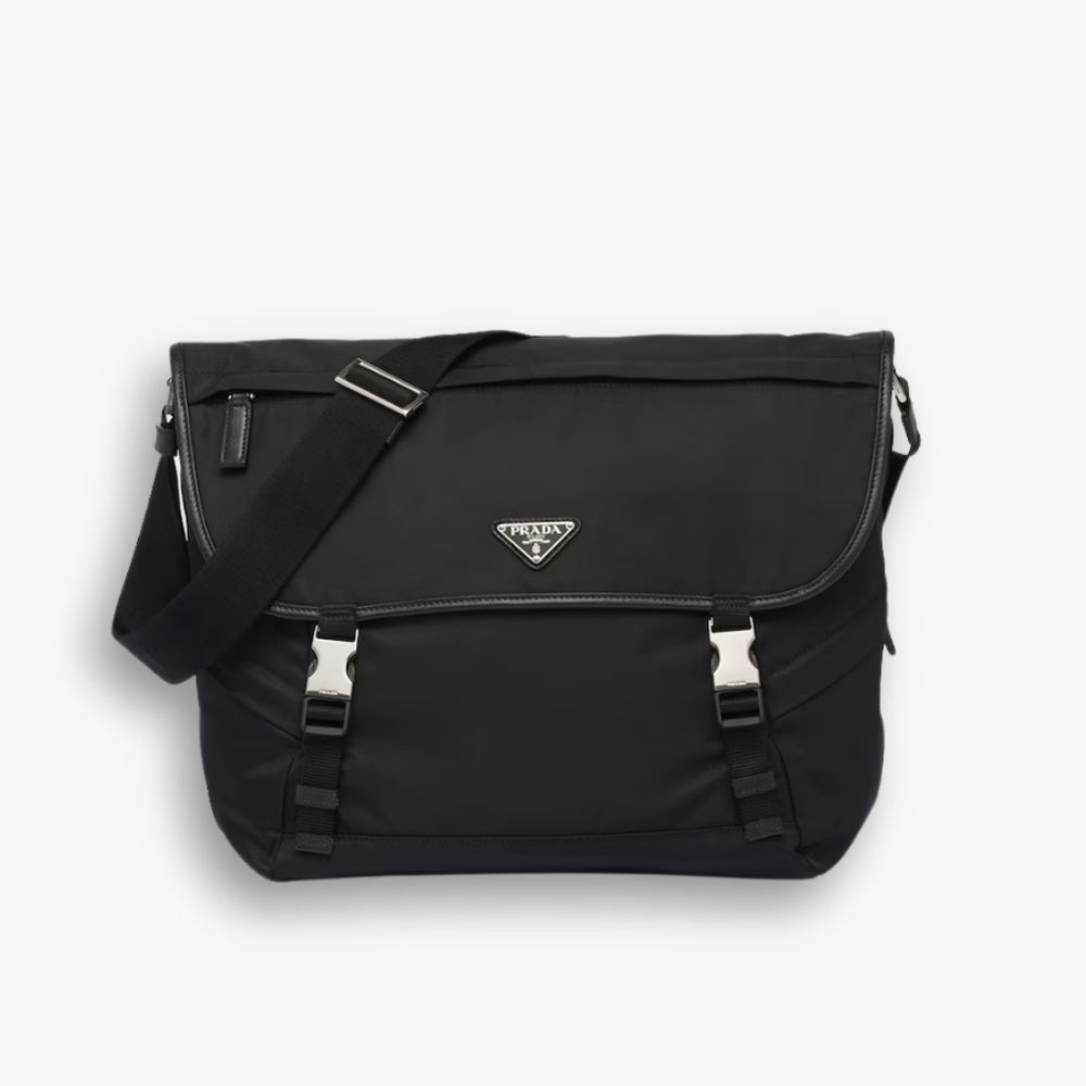 Prada Re Nylon And Saffiano Leather Shoulder Bag Black 34Cm 2VD052 2DMG F0002 V KOH