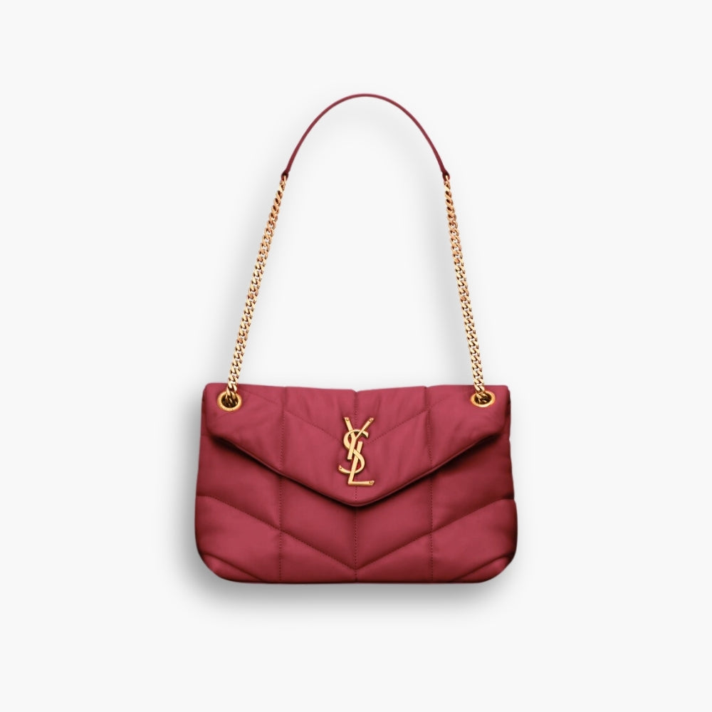 Saint Laurent Loulou Puffer Small Leather Shoulder Bag Red 29cm 5774761EL076937