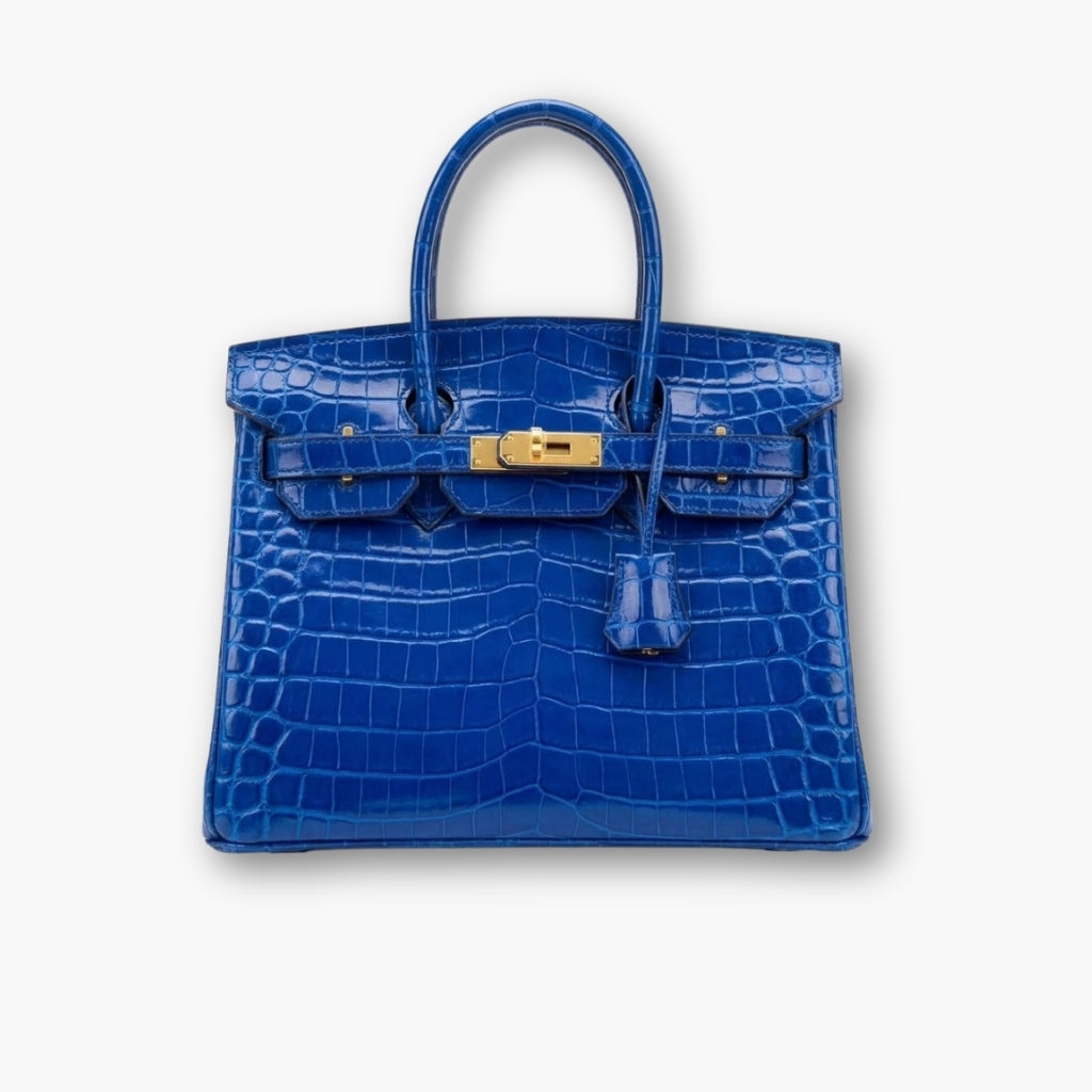 Hermes Birkin 25 Crocodile Gold Tone Hardware Bleu Sapphire 25Cm