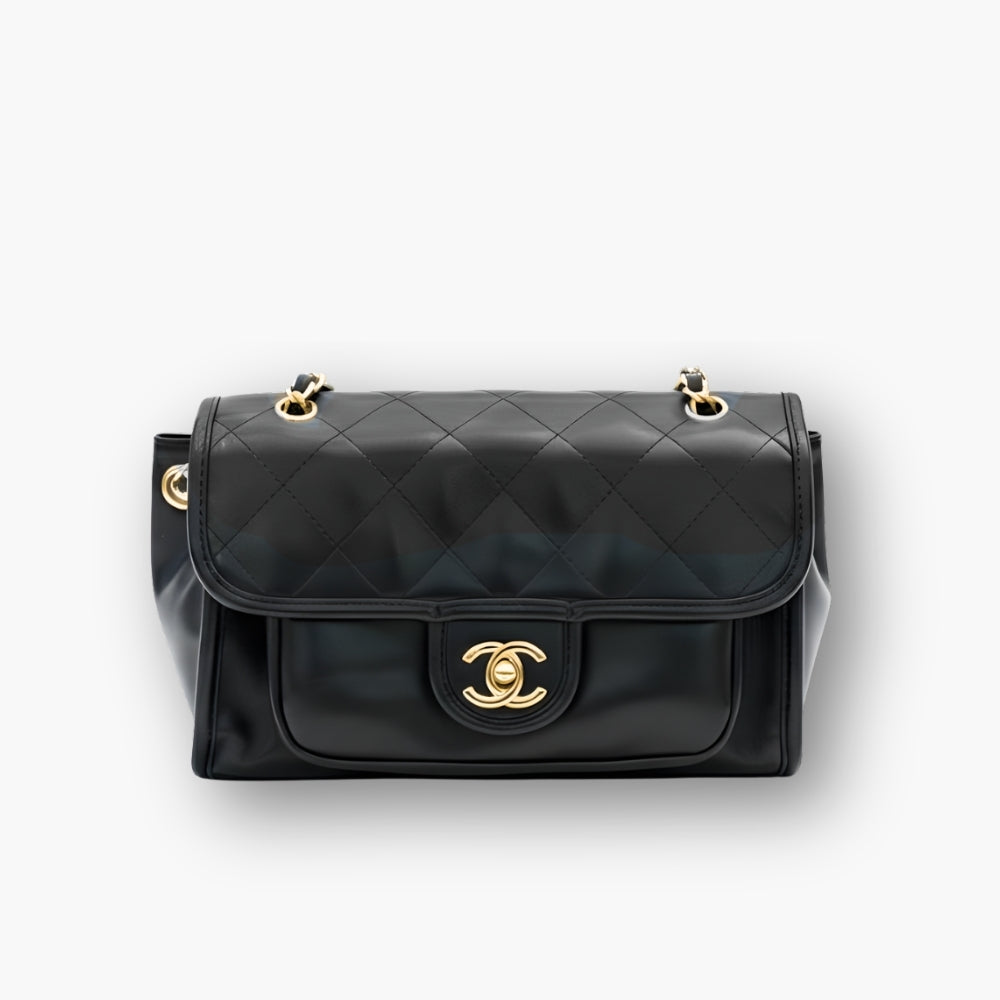 Chanel Large Straight Lined Flap Bag In Black 28Cm