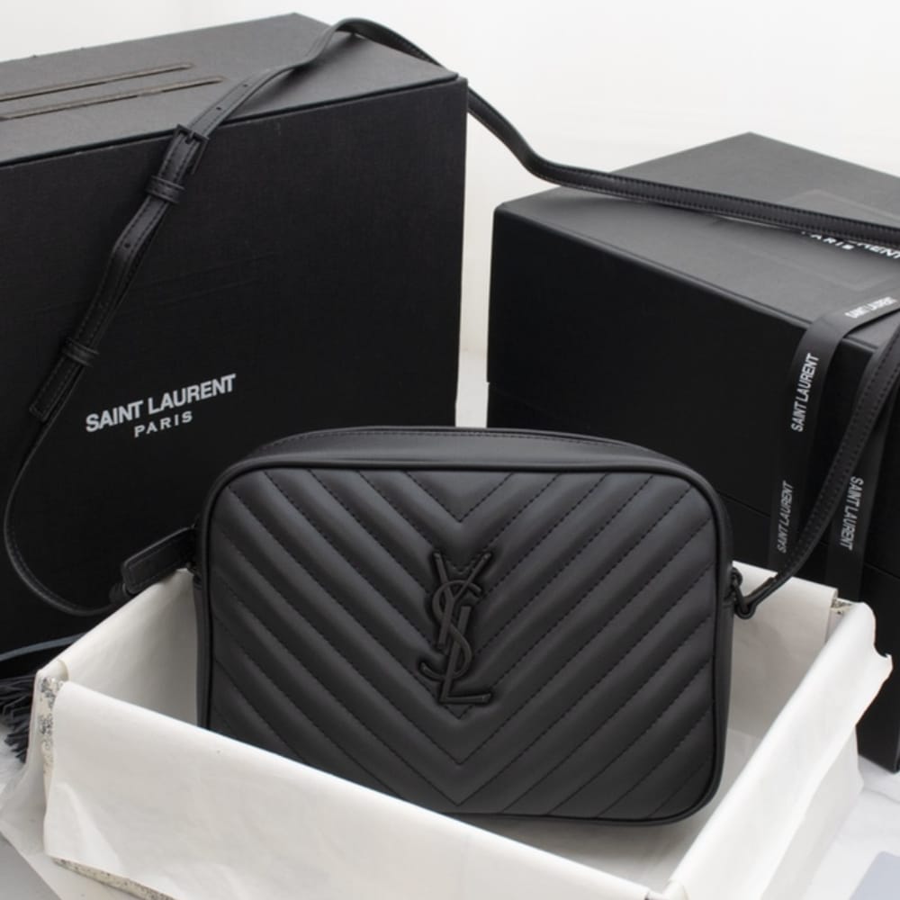 Saint Laurent Lou Camera Bag Matte Black Metal 23Cm