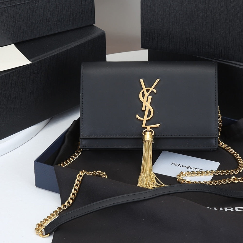 Saint Laurent Kate Small In Grain De Poudre Black 20Cm