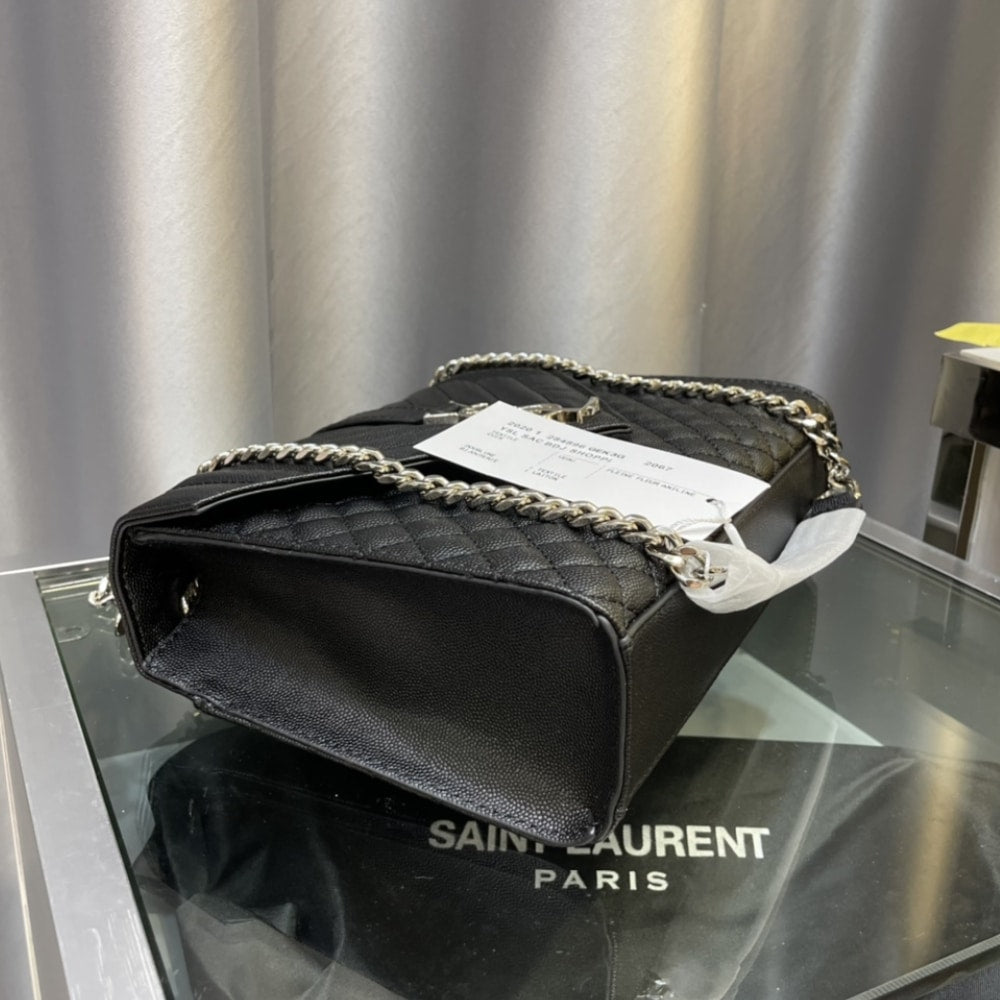 Saint Laurent Envelope Medium Grain De Poudre Black 24Cm