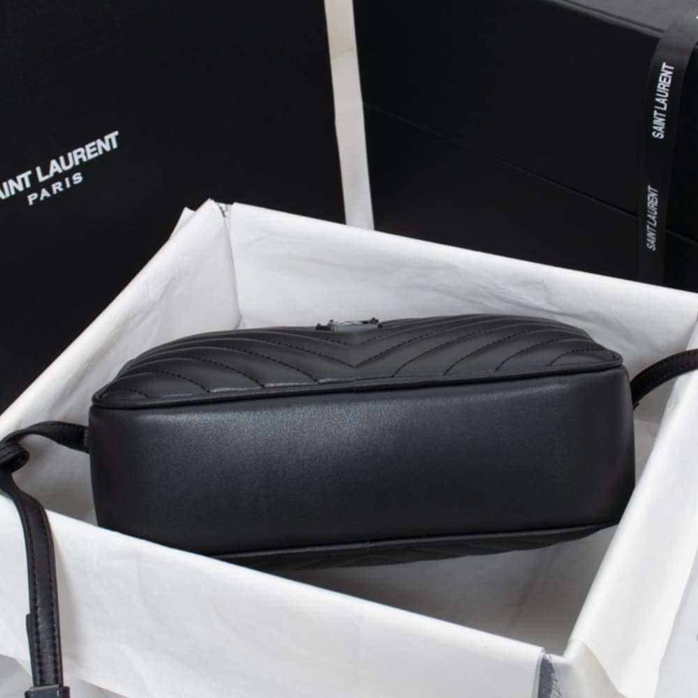 Saint Laurent Lou Camera Bag Matte Black Metal 23Cm