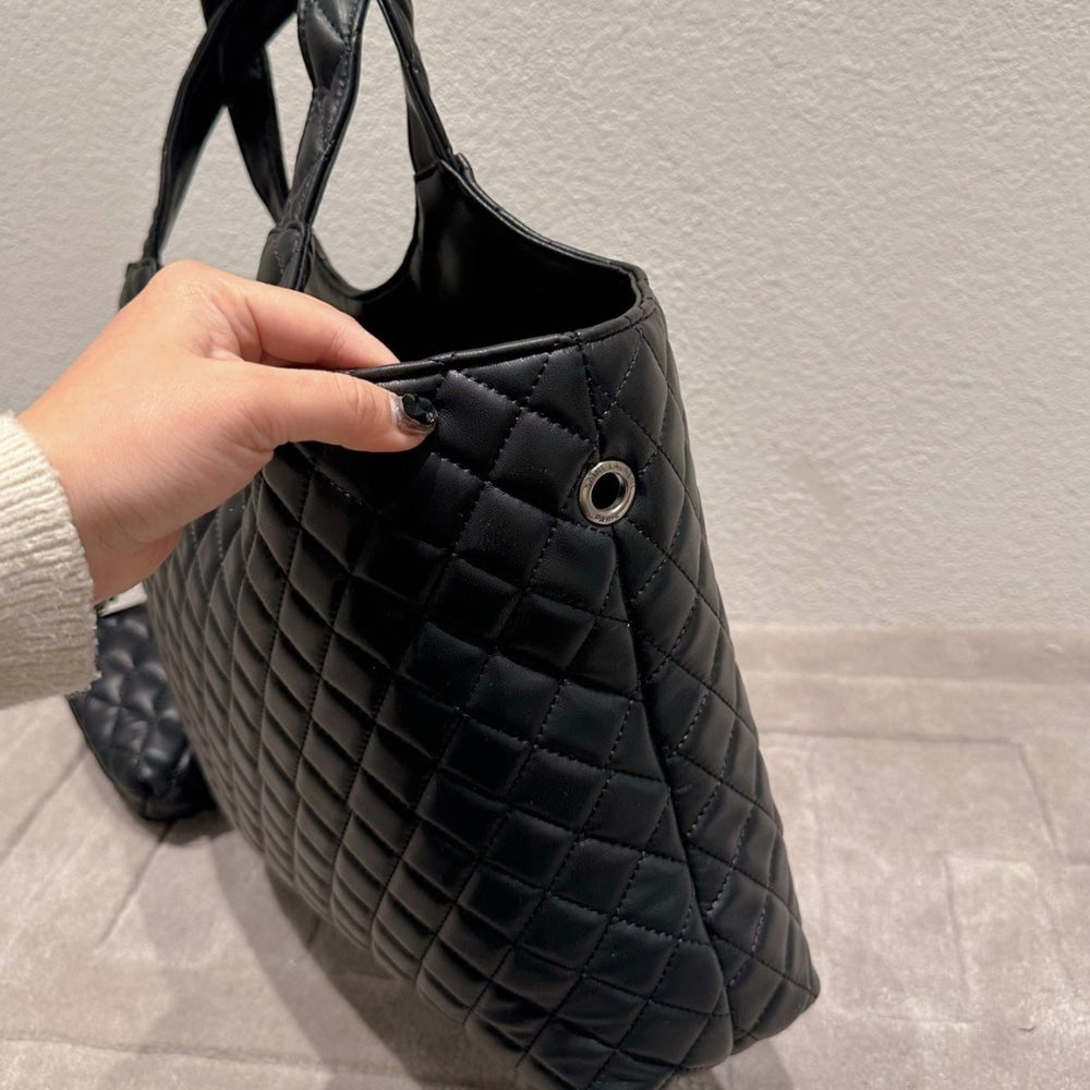 Saint Laurent Icare Maxi Shopping Bag Black With Silver Hardware 40cm