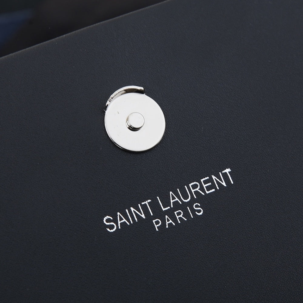 Saint Laurent Kate Small In Grain De Poudre Mirror Effect Black 20Cm