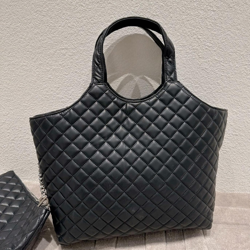 Saint Laurent Icare Maxi Shopping Bag Black With Silver Hardware 40cm