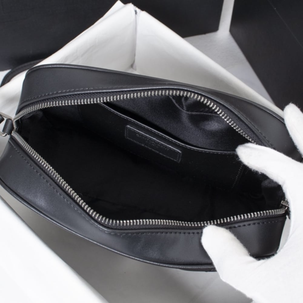 Saint Laurent Lou Camera Bag Silver Metal Black 23Cm