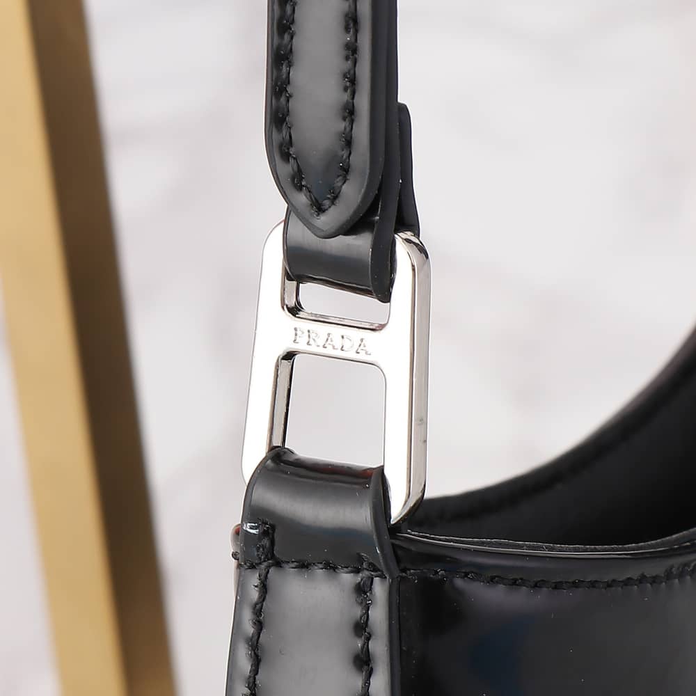 Prada Cleo Brushed Leather Shoulder Bag Black 27Cm 1BC499 ZO6 F0002 V OOO