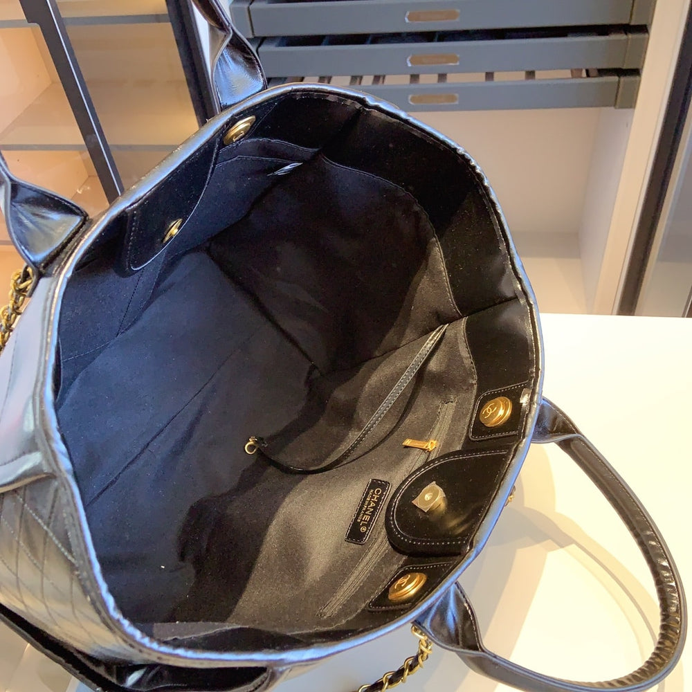 Chanel Deauville Shopping Tote Bag Black 38cm