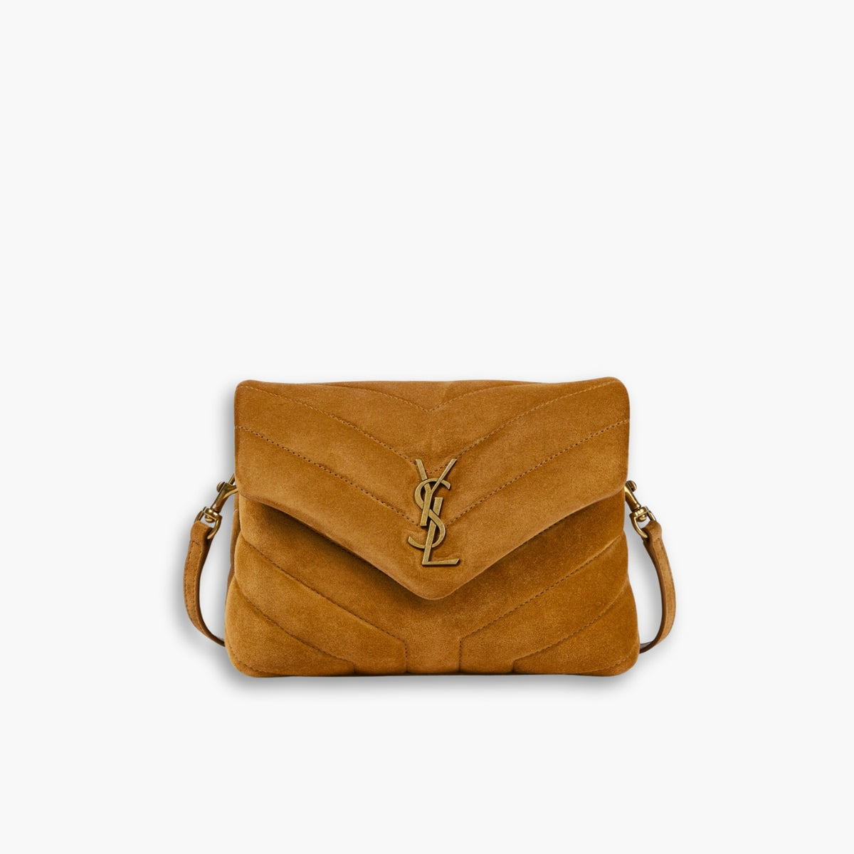 Saint Laurent Loulou Small Shoulder Bag In Suede Brown 22Cm
