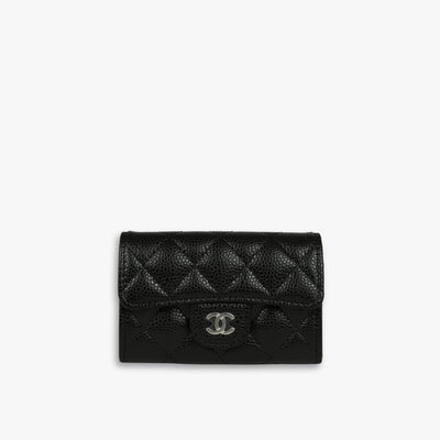 Chanel Classic Card Holder Black With Silver Hardware 11Cm AP0214 Y01588 C3906