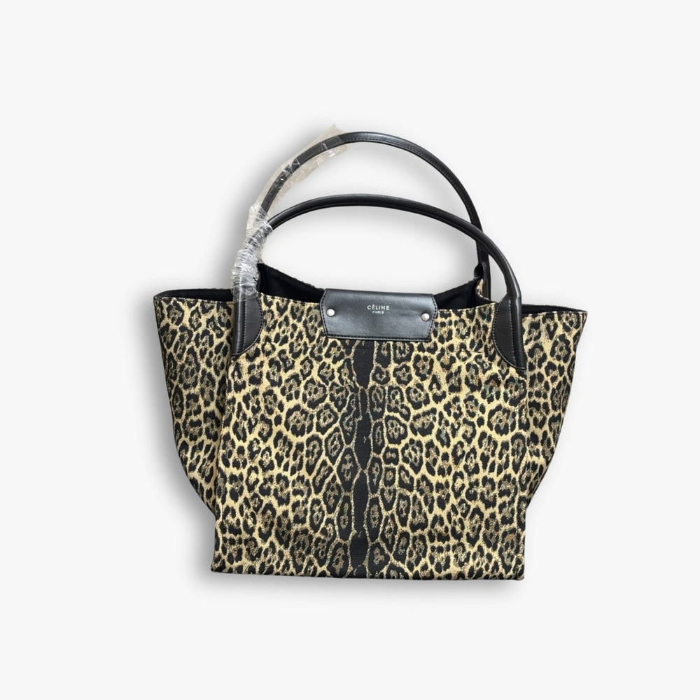 Celine Leopard Print Canvas Tote Bag 32Cm